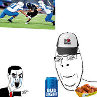 2soyjaks beer bloodshot_eyes buffalo_wild_wings clothes crying food football glasses hair hat open_mouth pointing scott_greer smile stubble subvariant:nucob suit variant:chudjak variant:cobson // 3464x3464 // 1.1MB