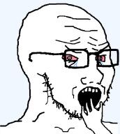 angry bald bloodshot_eyes crying glasses hand looking_to_the_right open_mouth soyjak stubble subvariant:crying_soyak_ears2 subvariant:soyak_34 tear template transparent_background variant:soyak // 607x678 // 18.5KB
