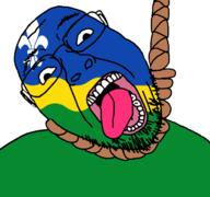ack flag flag:flevoland fleur-de-lys flevoland glasses hair hanging netherlands open_mouth rope soyjak stubble suicide teeth tongue variant:bernd yellow_teeth // 768x719 // 49.7KB