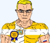 animal arm award blue_eyes buff christianity closed_mouth clothes eagle eastern_orthodox flag flag:russia flag:stavropol_krai glasses hair krai mikhail_gorbachev orthodox_cross russia soyjak stavropol_krai subvariant:chudjak_front subvariant:muscular_chud text transparent transparent_background tshirt variant:chudjak vein yellow_hair // 1059x929 // 94.6KB