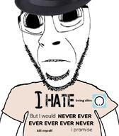 antinatalism closed_mouth clothes fedora i_love i_would_never stubble suicide teeth teeth_showing variant:cobson // 787x900 // 312.4KB