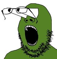 booba eyes_popping frog glasses green green_skin open_mouth pepe soyjak stubble variant:gapejak // 762x801 // 110.6KB