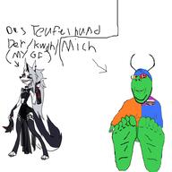 4_eyes SLLSFHM badge clothes colorful dog eyelashes foot foot_fetish full_body furry glasses helluva_boss looking_at_you loona_(helluva_boss) meme multiple_eyes smile soyjak spindlehorse_toons stubble subvariant:wholesome_soyjak text variant:gapejak // 1000x1000 // 242.9KB