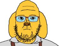 closed_mouth clothes dog ear fat glasses janny sad soyjak stubble suspenders tired variant:tiredjak yellow_skin // 620x477 // 20.7KB