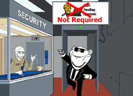 2soyjaks arm booth closed_mouth clothes drawn_background elevator full_body glasses hand media_pending_approval metal_detector security security_guard smile soyjak stubble suit sunglasses variant:impish_soyak_ears variant:soyak // 1042x754 // 364.1KB