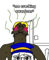 award awardsan background black_skin blue_hat dildo door ear half_body looking_up meme meta:baited_nobody_award rape skinny stinky subvariant:doctos_front subvariant:hunky_twink_sex_machine text variant:crackinglabubu variant:soyak // 396x480 // 94.5KB