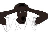 beard black_skin hands_on_face nigger open_mouth soyjak variant:unknown // 1472x986 // 214.8KB