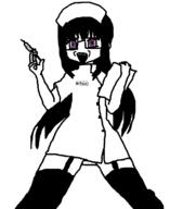 akemi_homura clothes doctor glasses hair holding_object holding_syringe long_hair madoka_magica meds nurse open_mouth purple_eyes soyjak syringe variant:unknown // 927x1135 // 29.9KB