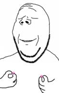 arm closed_eyes hand happy nipple pinching smile soyjak stubble subvariant:wholesome_soyjak variant:gapejak // 461x720 // 80.7KB