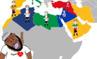arab arm blond blue_eyes brown_skin buff closed_mouth clothes crying france full_body glasses hair hand hat i_heart iran israel italy map open_mouth rope spain subvariant:unbotheredchud tongue tshirt turkiye variant:bernd variant:chudjak yellow_hair // 1125x682 // 516.4KB
