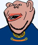 amerimutt black_sclera brown_skin clothes ear flag flag:idaho hair idaho lips mutt open_mouth soyjak star_(symbol) state stubble subvariant:impish_amerimutt text transparent_background united_states variant:impish_soyak_ears // 685x800 // 76.5KB