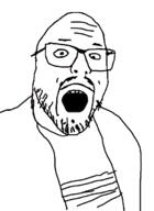 clothes glasses mustache open_mouth soyjak stubble variant:unknown // 495x680 // 76.9KB