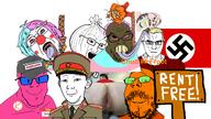 ack angry anus arm aryan ass badge bloodshot_eyes blue blue_eyes bowtie brown_skin brown_troonjak buff button cado cartoon closed_mouth clothes clown clown_nose coat collar_tabs collared_coat collared_shirt colorful_hair communism crying distorted doll_(user) dutch ear epaulettes eyelashes female flag flag:nazi_germany flag:transgender_pride_flag froot giggly_goon_clown glasses goatse hair hair_ribbon hakenkreuz hammer_and_sickle hanging hat hat_ornament hello_my_name_is_(sticker) heterochromia jacket kolyma kuz leaf lipstick logo makeup mascara meta meta:pornographic_content military military_hat military_jacket military_uniform mymy nazi_germany necktie neutral nikocado_avocado ongezellig onion open_mouth orange_hair orange_skin orange_text orangetext peaked_cap pink pink_skin purple_hair red_nose rent_free rope sharp_teeth sign smile soviet_army_uniform soviet_union soybooru soyjak star_(symbol) star_hat_ornament stubble subvariant:chudjak_front subvariant:muscular_chud suicide swastika text texture tongue tranny tshirt uniform variant:bernd variant:carterjak variant:chudjak variant:feraljak variant:gapejak variant:kuzjak variant:soyak vein white_text yellow_hair yellow_teeth // 2303x1294 // 1.4MB