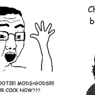 2soyjaks animated arm glasses grey_skin hair hand hands_up meta open_mouth smile smug soot soot_colors soybooru soyjak soyjak_party stubble text variant:chudjak variant:soyak // 800x371 // 21.2KB