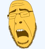 closed_eyes closed_mouth emoticon glasses series:soymoji soyjak stubble variant:cobson weary yellow yellow_skin // 721x789 // 26.1KB
