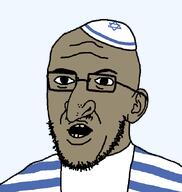 brown_skin clothes hat jewish_nose judaism jude kike kippah nose rotten_teeth series:yehudyakim star_of_david tallit variant:scientolojak // 626x662 // 14.4KB