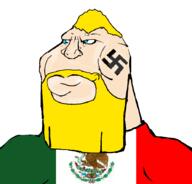 blue_eyes nazism subvariant:mexiaryan variant:meximutt white_background white_skin yellow_hair // 888x849 // 50.2KB