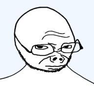 closed_mouth glasses soyjak stubble template transparent_background variant:upsidedownjak // 630x588 // 9.8KB