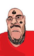 artist:romanian_schizo beard biting_lip brown_eyes brown_hair clothes elpresador frown glasses grey_hair mustache open_mouth quantrell_bishop soyjak spade subvariant:hornyson tattoo tshirt variant:cobson white_skin wings_of_redemption // 856x1391 // 143.3KB