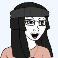beanie blue_eyes clothes eyelashes female femjak glasses hair hat lipstick merge necklace open_mouth variant:soytan variant:wojak wojak // 1000x1000 // 55.6KB
