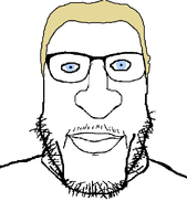 aryan blond blue_eyes glasses hair looking_at_you stubble subvariant:carbjak transparent_background variant:markiplier_soyjak // 864x983 // 12.3KB