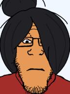 closed_mouth glasses hair maya_(ongezellig) ongezellig orange_skin soyjak transparent transparent_background variant:markiplier_soyjak // 600x800 // 19.7KB