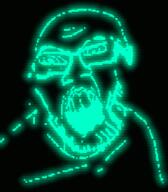 angry animated glasses glowing green open_mouth soyjak spastic stubble trend:glowie variant:feraljak // 322x367 // 435.6KB