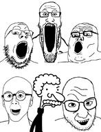 diary_of_a_wimpy_kid glasses multiple_soyjaks soyjak soyjak_trio stretched_mouth stubble variant:gapejak variant:markiplier_soyjak variant:snopesjak variant:tony_soprano_soyjak variant:turtlejak // 828x1084 // 324.9KB