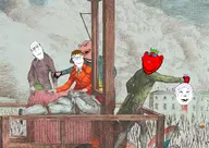 bald beetroot beheaded blood blue_glasses brown_hair closed_mouth crying dan french_revolution glasses guillotine leaves open_mouth painting purple_hair red_skin smile stubble subvariant:impish_amerimutt subvariant:neutralplier tan_skin variant:feraljak variant:impish_soyak_ears variant:markiplier_soyjak variant:vlodson white_skin // 1000x707 // 576.5KB