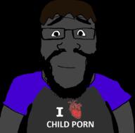 'p arm beard calm child_sexual_abuse_material closed_mouth clothes glasses heart i_heart i_love jake moot moot_(namesubhuman) moot_(user) namefag_drama namefags pedophile soyjak subvariant:science_lover trend:jartycuck tshirt variant:markiplier_soyjak // 800x789 // 40.8KB