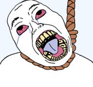 bloodshot_eyes crying dead distorted hanging open_mouth rope soyjak subvariant:boat_rammer suicide template tongue transparent transparent_background variant:bernd yellow_teeth // 1170x1097 // 512.9KB