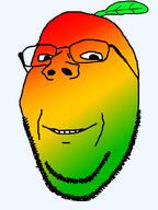 food fruit glasses leaf mango smile soyjak stubble subvariant:wholesome_soyjak transparent_background variant:gapejak // 600x800 // 98.5KB