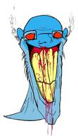 blood blue_skin calm clenched_teeth ear glasses orange_eyes soyjak stubble variant:markiplier_soyjak yellow_teeth // 863x1498 // 334.6KB