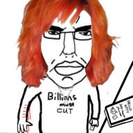 angry arm blood chains closed_mouth cut egirl glasses hand hello_kitty holding_object lock millions_must_die nose_piercing orange_hair razor_blade self_harm soyjak subvariant:chudjak_front text variant:chudjak // 1100x1095 // 476.0KB