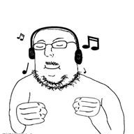 animated closed_eyes dance ext=gif fat fists headphones jamming_out mustache poyopoyo smile smiley_face stubble variant:norwegian // 376x400 // 326.6KB