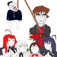 anime blue_eyes dandadan_(anime) full_body hanging highschool_dxd_(anime) meta:tagme multiple_soyjaks rope subvariant:soylita subvariant:trad_wife subvariant:unbotheredchud variant:bernd variant:chudjak variant:gapejak variant:wojak // 1000x1000 // 63.1KB