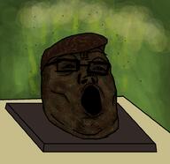 background black_skin donald_trump flies glasses hair open_mouth poop shitskin soyjak stink_lines stinky stubble variant:tony_soprano_soyjak // 934x907 // 222.6KB