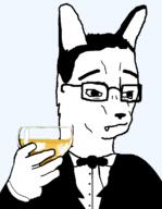 animal fox fur furry glasses holding_object smile smug snout transparent_background tuxedo variant:chudjak wine // 896x1154 // 99.8KB