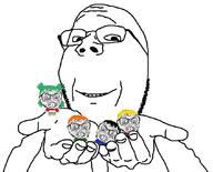 4chan 5soyjaks angry anime clothes hair holding_object jake jakparty_soy nate sean seething soygem_party soyjak stubble subvariant:fun_sized_feraljak subvariant:wholesome_soyjak tiny variant:feraljak variant:gapejak yotsoyba // 1076x866 // 105.7KB