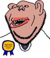 amerimutt award black_sclera brown_skin clothes ear flag flag:massachusetts latin_text lips massachusetts mutt open_mouth racism soyjak sports state stubble subvariant:impish_amerimutt text united_states variant:impish_soyak_ears // 685x793 // 47.9KB