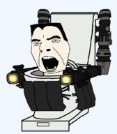 Jetpack armor g-toilet green_eyes hair laser nose open_mouth skibidi skibidi_toilet teeth toilet transparent_background variant:cobson // 700x800 // 32.0KB