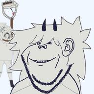 ack boot claire_(fundamental_paper_education) claire_fpe clothes drone ear edward_(fundamental_paper_education) female fpe fundamental_paper_education hair hand hanging horn long_hair open_mouth paper rope smile soyjak stubble teeth tongue tongue_out variant:bernd variant:gapejak variant:impish_soyak_ears // 1000x1000 // 196.4KB