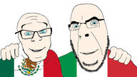 2soyjaks closed_mouth countrywar flag flag:italy flag:mexico friendship glasses italy mexico no_more_brother_wars smile soyjak stubble variant:cobson variant:feraljak // 1920x1080 // 524.1KB