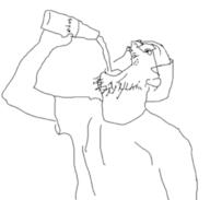 arm clothes drinking ear glasses hand open_mouth soy soyjak soylent stubble tshirt variant:6soylent // 255x243 // 9.2KB