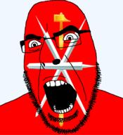 flag flag:tula_oblast full_head glasses hair hammer looking_to_the_right oblast open_mouth russia soyjak stubble sword teeth text transparent transparent_background tula_oblast variant:cobson // 721x789 // 75.8KB