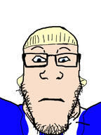 Europapa a10_eyes blue_eyes blue_shirt closed_mouth eurovision front_facing glasses joost joost_klein neutral soyjak stubble subvariant:neutralplier variant:markiplier_soyjak white_skin yellow_hair // 600x800 // 189.4KB