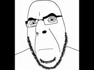 alternate closed_mouth frown glasses impish looking_at_you soyjak stubble variant:cobson variant:impish_soyak_ears video // 720x540, 29.5s // 4.3MB