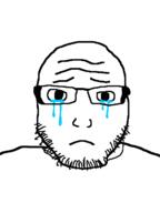 crying glasses sad soyjak stubble subvariant:lawrence variant:markiplier_soyjak // 481x643 // 17.7KB