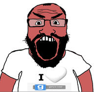 angry balding beard clothes garrys_mod glasses hair heart i_love open_mouth red_skin soyjak subvariant:science_lover tshirt variant:markiplier_soyjak video_game // 514x501 // 104.8KB