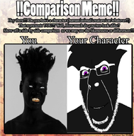 black_skin black_watch_(user) blue_eyes eyebrows glasses golden_tooth grey_skin human looking_at_you meta:namefags nas:comparison_meme nose purple_eyes sharp_teeth spiky_hair stubble vantablack_skin variant:cobson // 829x840 // 540.8KB
